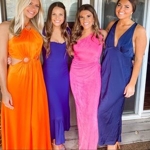 SUPERDOWN WOMENS PINK ONE SHOULDER GUEST OF WEDDING MAXI DRESS